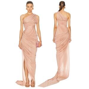 Rick Owens Lido Draped Gown One Shoulder Ruched Jersey Formal Gala Pink Size S